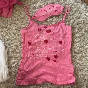 Juicy Couture Pink Sleep Shirt / Tank with matching Eye Cover